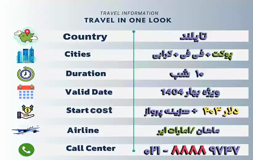 اطلاعات تور پوکت و فی فی و کرابی 10 روزه بهار 1404